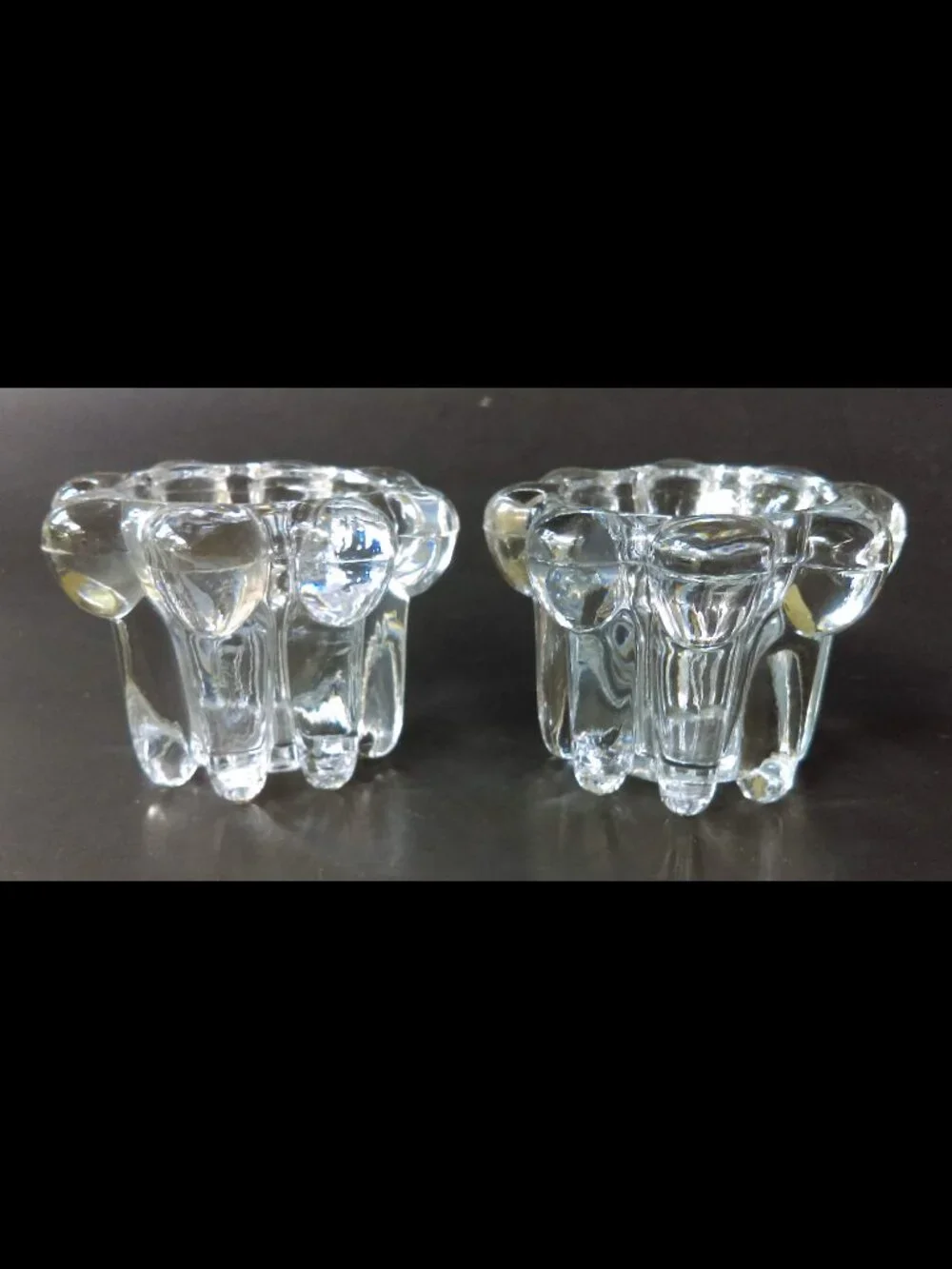 Set of 2 Crystal Candle Holders Heavy Crystal Glass For Votive / Tapered Candles